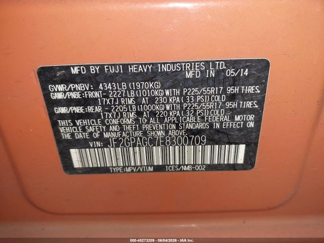 Subaru Xv Crosstrek 2.0i Limited 2014 JF2GPAGC7E8300709 Image 9
