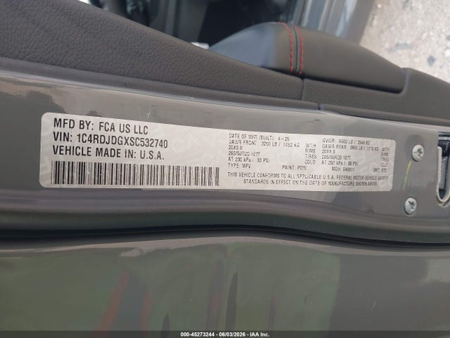 Продажа на аукционе авто 2025 Dodge Durango Gt Awd, vin: 1C4RDJDGXSC532740, номер лота: 45273244