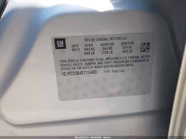 Продажа на аукционе авто 2014 Chevrolet Cruze 1lt Auto, vin: 1G1PC5SB4E7114480, номер лота: 45273270