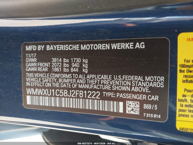 Продажа на аукционе авто 2018 Mini Hardtop Cooper, vin: WMWXU1C58J2F81222, номер лота: 45273274