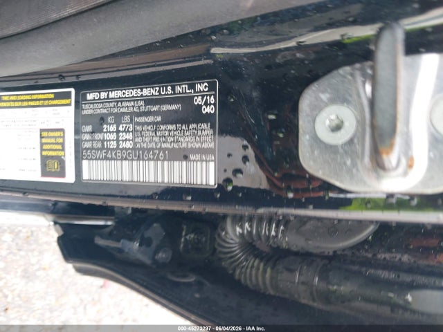 Aukcja sprzedaży 2016 Mercedes-benz C 300 4matic, vin: 55SWF4KB9GU164761, numer aukcji: 45273297
