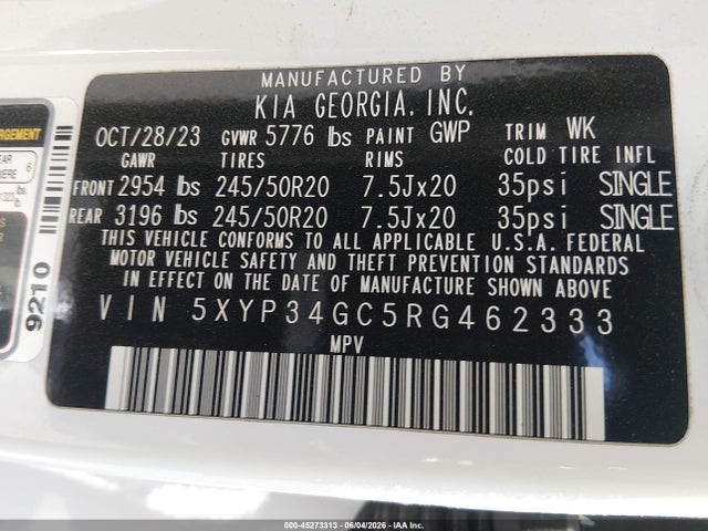 KIA Telluride Ex 2024 5XYP34GC5RG462333 Image 9