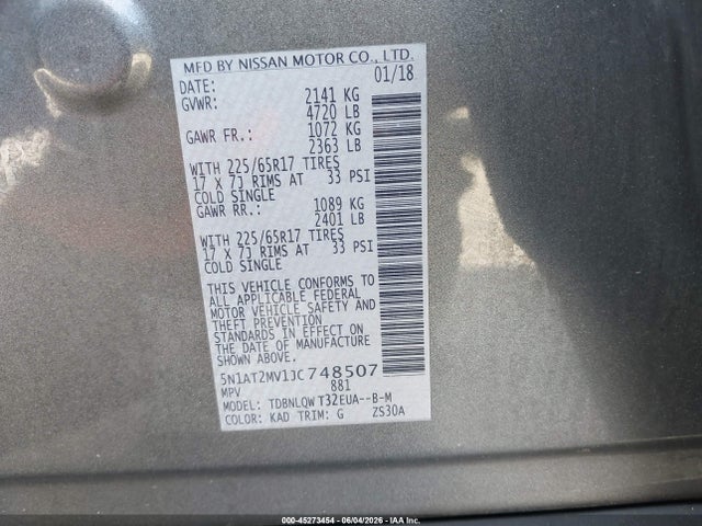 Nissan ROGUE SV 2018 5N1AT2MV1JC748507 Image 9