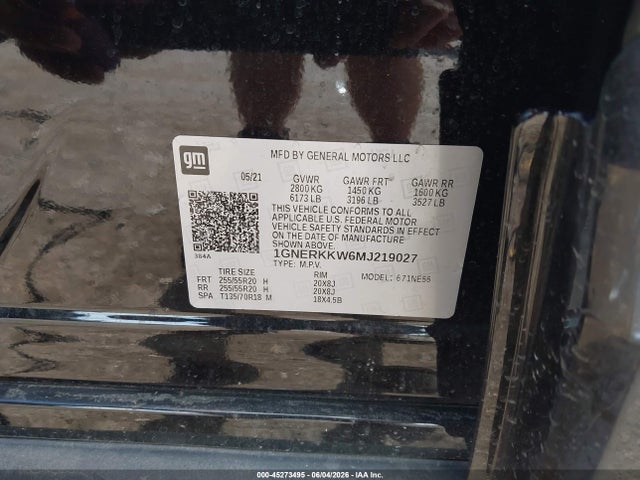 Продаж на аукціоні авто 2021 Chevrolet Traverse Fwd Premier, vin: 1GNERKKW6MJ219027, номер лоту: 45273495