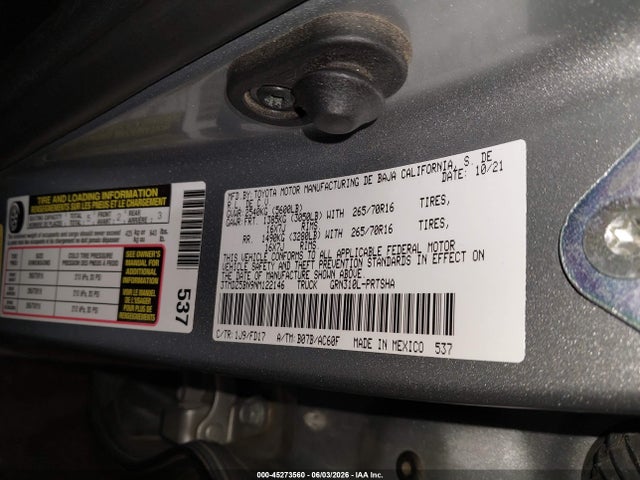 3TMDZ5BN9NM122146 Toyota Tacoma Trd Off Road