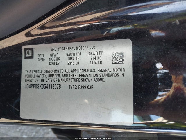 45273602 :رقم المزاد ، 1G4PP5SK0G4113578 vin ، 2016 Buick Verano مزاد بيع