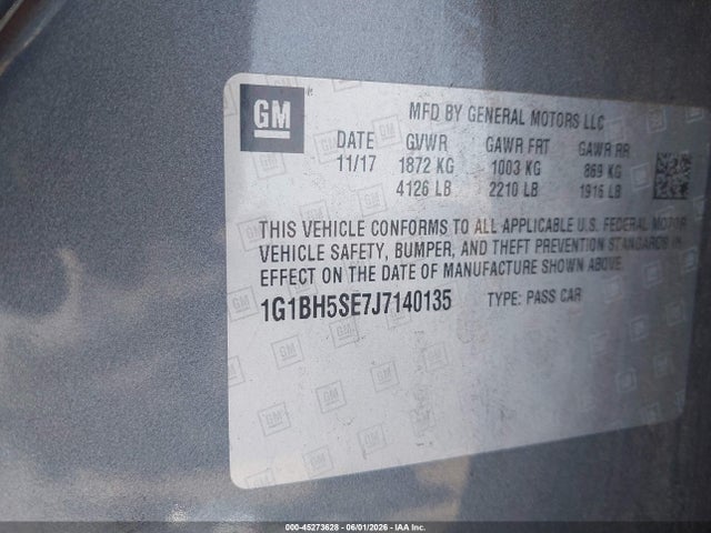 1G1BH5SE7J7140135 Chevrolet Cruze Lt Auto