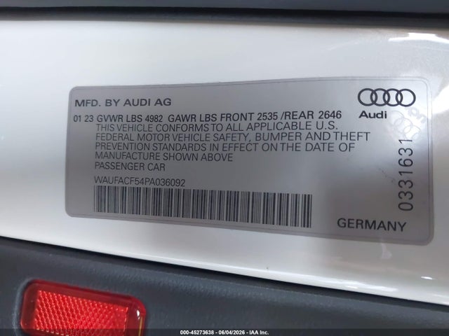 WAUFACF54PA036092 Audi A5 Sportback Premium Plus 45 Tfsi S Line Quattro S Tronic