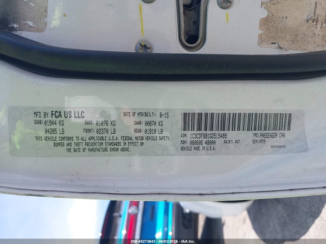Продаж на аукціоні авто 2016 Dodge Dart Sxt, vin: 1C3CDFBB1GD515499, номер лоту: 45273643
