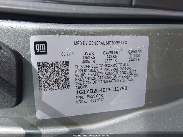 Chevrolet Corvette Stingray Rwd 2lt 2023 1G1YB2D40P5111790 Image 9