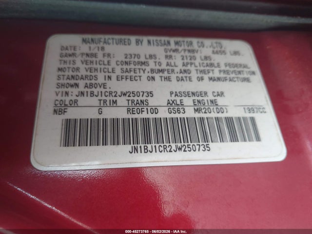 Продаж на аукціоні авто 2018 Nissan Rogue Sport S, vin: JN1BJ1CR2JW250735, номер лоту: 45273765