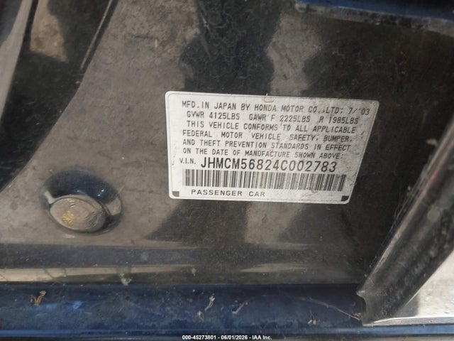 Продаж на аукціоні авто 2004 Honda Accord 2.4 Ex, vin: JHMCM56824C002783, номер лоту: 45273801