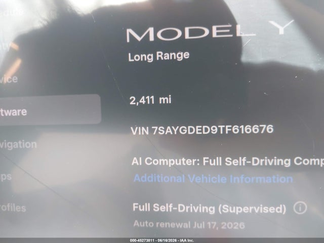 Aukcja sprzedaży 2026 Tesla Model Y Premium Rear-wheel Drive/rear-wheel Drive, vin: 7SAYGDED9TF616676, numer aukcji: 45273811