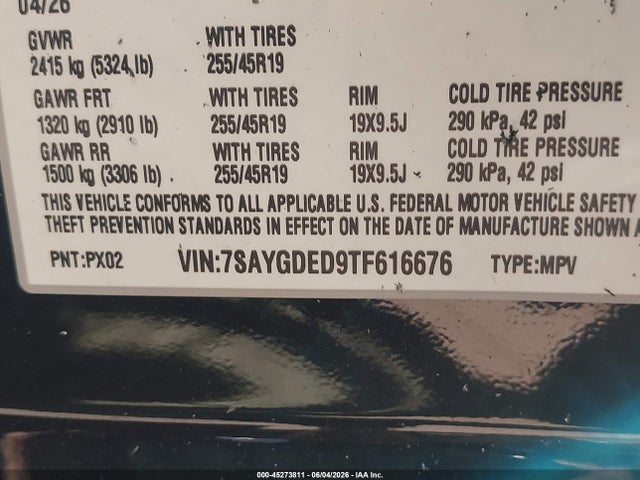 Aukcja sprzedaży 2026 Tesla Model Y Premium Rear-wheel Drive/rear-wheel Drive, vin: 7SAYGDED9TF616676, numer aukcji: 45273811
