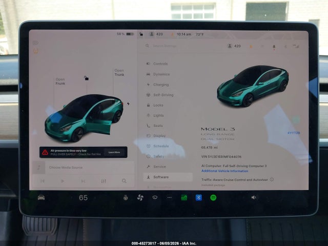Aukcja sprzedaży 2021 Tesla Model 3 Long Range, vin: 5YJ3E1EB1MF044076, numer aukcji: 45273817