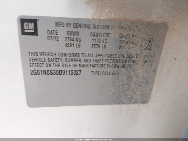 Продажа на аукционе авто 2013 Cadillac Xts Standard, vin: 2G61N5S30D9115027, номер лота: 45273860