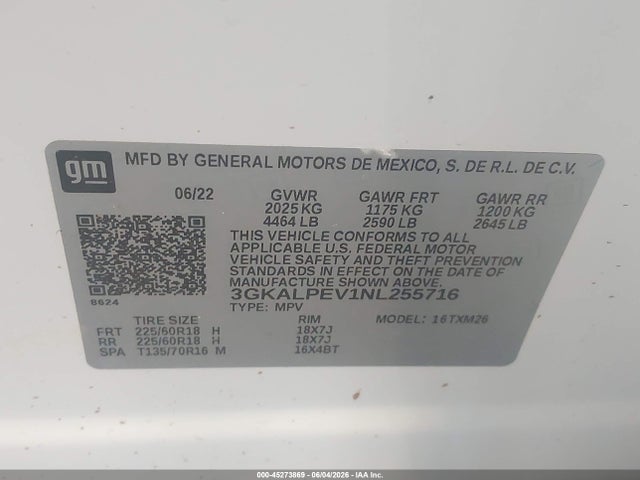 3GKALPEV1NL255716 GMC Terrain Fwd Slt