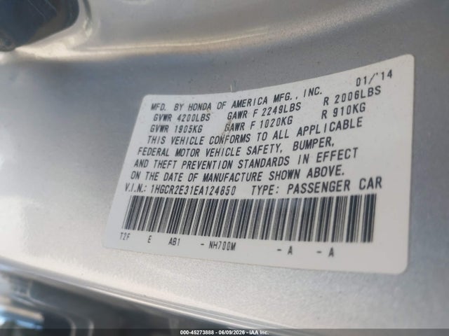Aukcja sprzedaży 2014 Honda Accord Lx, vin: 1HGCR2E31EA124850, numer aukcji: 45273888