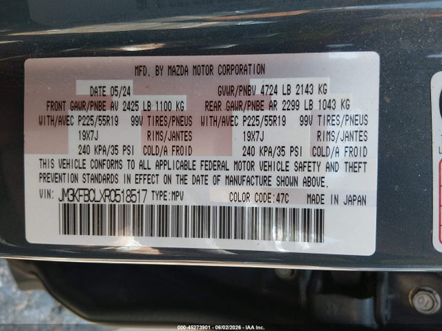 Продажа на аукционе авто 2024 Mazda Cx-5 2.5 S Carbon Edition, vin: JM3KFBCLXR0518517, номер лота: 45273901