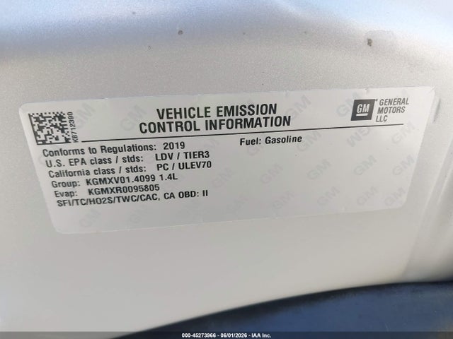 2019 Buick Encore Fwd Preferred მანქანა იყიდება აუქციონზე, vin: KL4CJASB3KB712390, აუქციონის ნომერი: 45273966