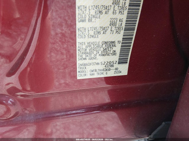 1N6BA1F37HN522052 Nissan Titan Xd Sv Diesel