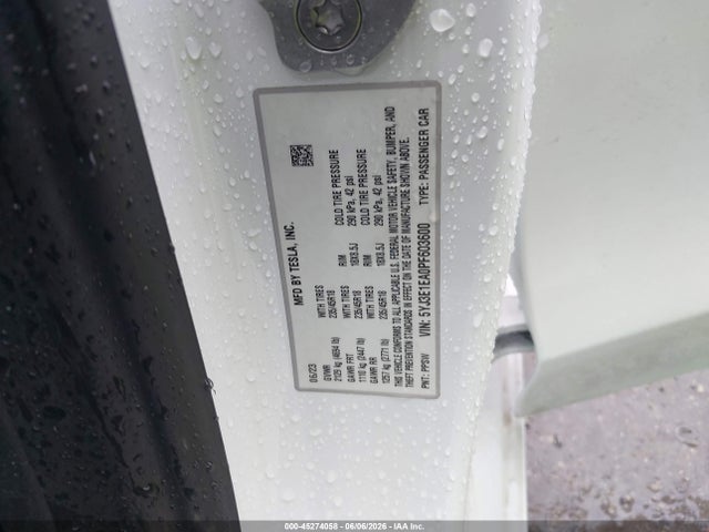 Продаж на аукціоні авто 2023 Tesla Model 3 Rear-wheel Drive, vin: 5YJ3E1EA0PF603600, номер лоту: 45274058