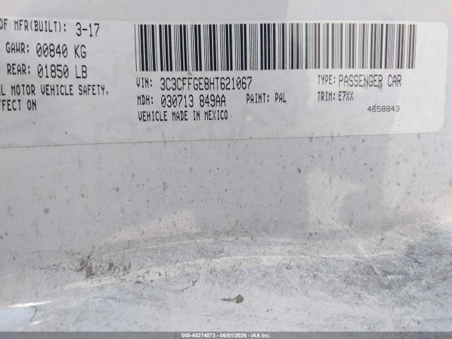 Aukcja sprzedaży 2017 Fiat 500e Battery Electric, vin: 3C3CFFGE8HT621067, numer aukcji: 45274073