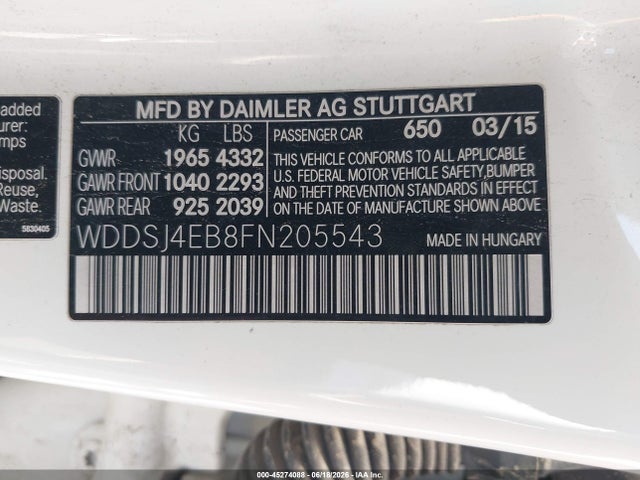 Mercedes-Benz CLA 250 2015 WDDSJ4EB8FN205543 Image 9
