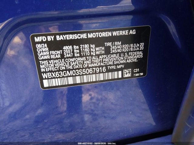 Aukcja sprzedaży 2025 Bmw X2 Xdrive28i, vin: WBX63GM03S5067916, numer aukcji: 45274102
