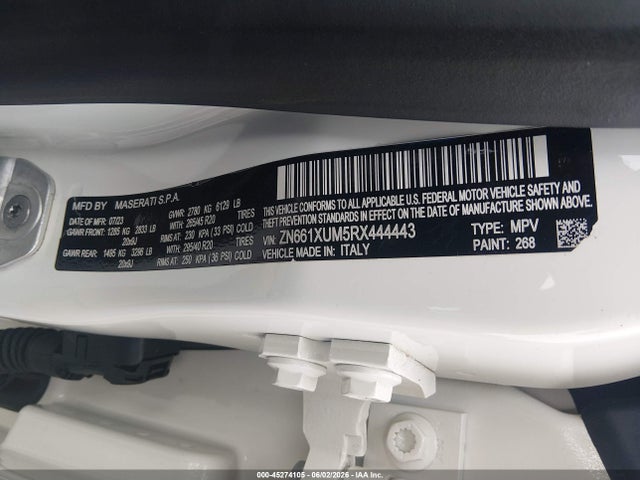 2024 Maserati Levante Gt Ultima მანქანა იყიდება აუქციონზე, vin: ZN661XUM5RX444443, აუქციონის ნომერი: 45274105
