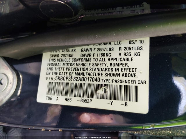 Aukcja sprzedaży 2010 Honda Accord 3.5 Ex-l, vin: 5KBCP3F82AB017040, numer aukcji: 45274257