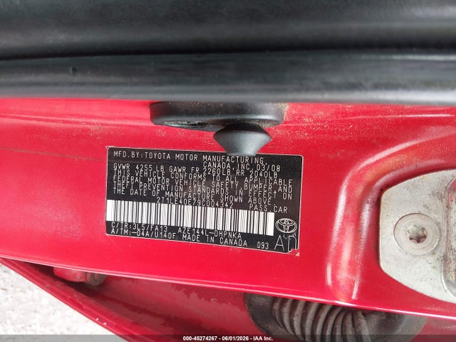 Aukcja sprzedaży 2009 Toyota Matrix S, vin: 2T1LE40E79C004342, numer aukcji: 45274267