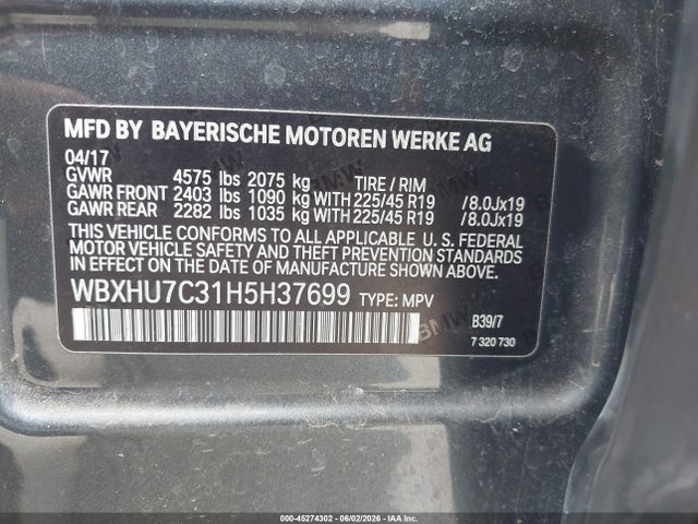 Продаж на аукціоні авто 2017 Bmw X1 Sdrive28i, vin: WBXHU7C31H5H37699, номер лоту: 45274302