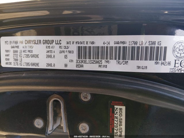 Продажа на аукционе авто 2014 Ram 3500 Laramie, vin: 3C63R3EL1EG250025, номер лота: 45274339
