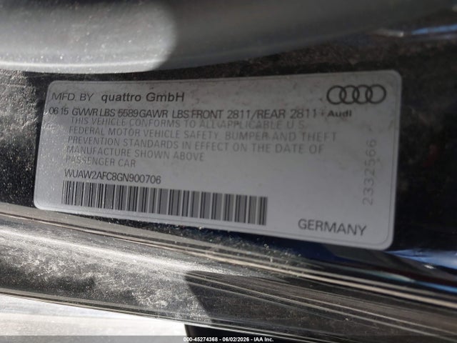 Продаж на аукціоні авто 2016 Audi Rs 7 4.0t Prestige, vin: WUAW2AFC8GN900706, номер лоту: 45274368