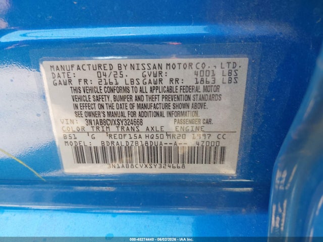 45274440 :رقم المزاد ، 3N1AB8CVXSY324668 vin ، 2025 Nissan Sentra Sv مزاد بيع