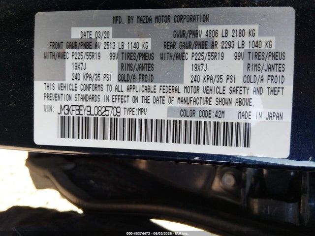 Продаж на аукціоні авто 2020 Mazda Cx-5 Signature, vin: JM3KFBEY9L0825709, номер лоту: 45274472
