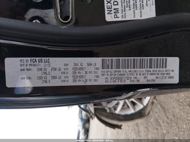 Продаж на аукціоні авто 2016 Dodge Journey Sxt, vin: 3C4PDDBG5GT173210, номер лоту: 45274478