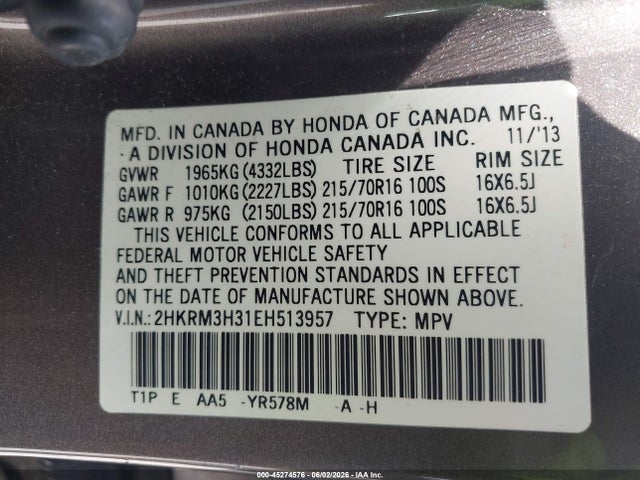 Honda CR-V LX 2014 2HKRM3H31EH513957 Image 9