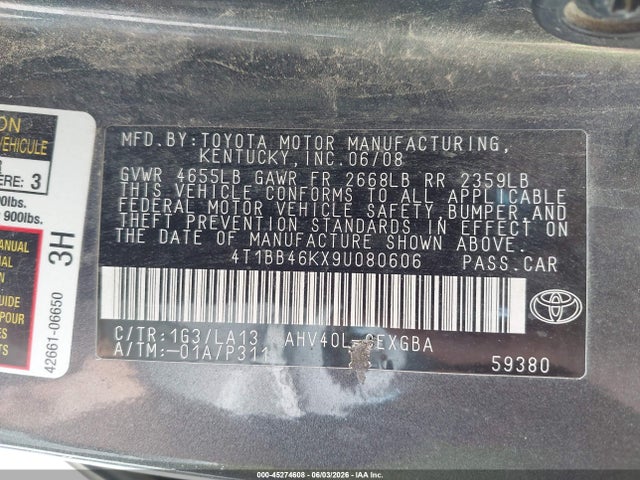 Продаж на аукціоні авто 2009 Toyota Camry Hybrid, vin: 4T1BB46KX9U080606, номер лоту: 45274608