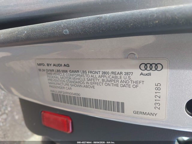 Aukcja sprzedaży 2024 Audi A6 Premium Plus 55 Tfsi Quattro S Tronic, vin: WAUL2BF2XRN054690, numer aukcji: 45274644