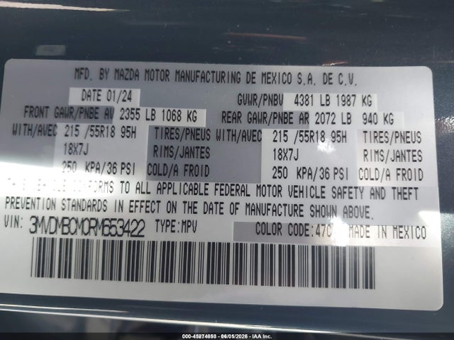 Продажа на аукционе авто 2024 Mazda Cx-30 2.5 S Carbon Edition, vin: 3MVDMBCM0RM653422, номер лота: 45274653