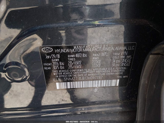 Продаж на аукціоні авто 2018 Hyundai Santa Fe Sport 2.4l, vin: 5NMZT3LB1JH097787, номер лоту: 45274652