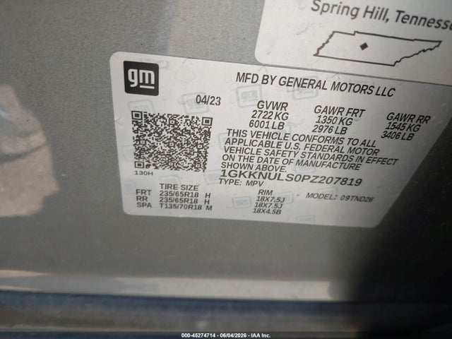 1GKKNULS0PZ207819 GMC Acadia