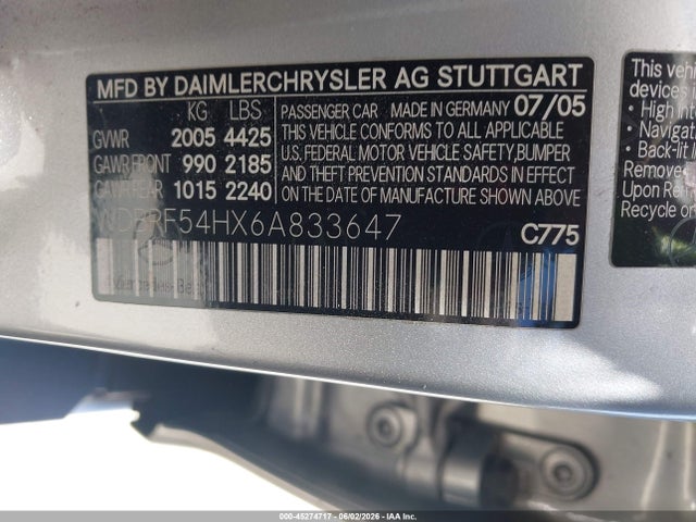 Aukcja sprzedaży 2006 Mercedes-benz C 280 Luxury, vin: WDBRF54HX6A833647, numer aukcji: 45274717