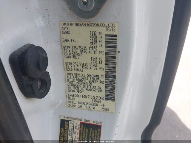 1N6BD0CT1GN755798 Nissan FRONTIER S