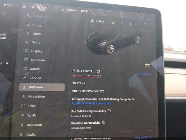 Aukcja sprzedaży 2019 Tesla Model 3 Long Range/performance, vin: 5YJ3E1EB5KF441576, numer aukcji: 45274802