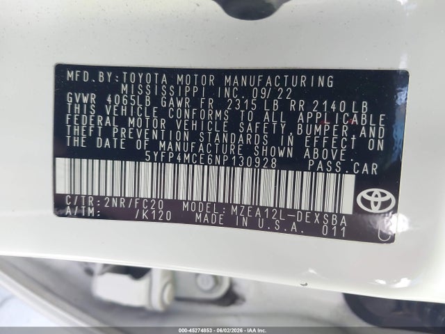 Toyota COROLLA SE 2022 5YFP4MCE6NP130928 Image 9