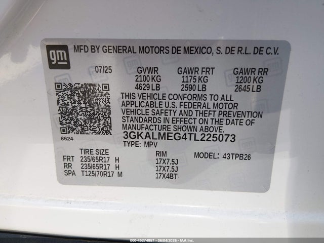 Auction sale of the 2026 Gmc Terrain Fwd Elevation, vin: 3GKALMEG4TL225073, lot number: 45274857
