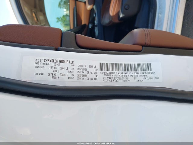 Aukcja sprzedaży 2015 Jeep Grand Cherokee Summit, vin: 1C4RJFJG1FC726167, numer aukcji: 45274880